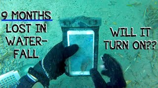 Underwater Metal Detecting a WATERFALL - I Found an iPhone, Rings, Pocket Knife