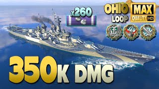 Battleship Ohio: 350k on map Loop - World of Warships