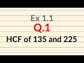 Class 10 Maths | Ex 1.1 Q1 | Find HCF of 135 and 225 | Euclid Division Algorithm | Real Numbers