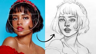 How to draw Face easy :Loomis Method straight Face