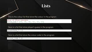CSC 1024 Master Mind Game Presentation Full Python Code