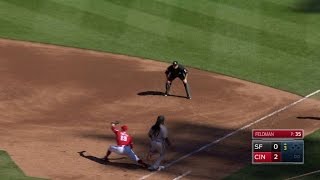 SF@CIN: Cozart throws out Cueto after barehanded stop