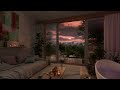 cozy evening sunset ambience with sun shower rain crickets water sounds