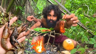 Prawn hunting and cooking | ඉස්සෝ දඩයමේ යමුද මචං | lankan vedda | Veddaa