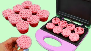 How to Make Mini Brain Halloween Themed Cupcakes Using the Nostalgia Baking Set!