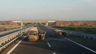 Assalto al portavalori, Le carcasse delle auto carbonizzate nell’attacco dei banditi