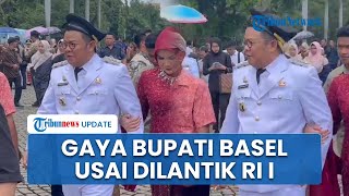 Gaya 'Nyeleneh' Bupati Bangka Selatan Usai Dilantik Prabowo, Kenakan Topi Terbalik