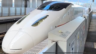 九州新幹線 新玉名駅 N700さくら548号 高速通過!!と同時に入線するつばめ317号