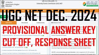 Ugc net december 2024 Provisional answer key Cut off Response sheet || ugc net result december 2024