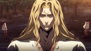 Castlevania Season 3 ending scene. Trevor and Sypha leave and Alucard becomes more like dracula.