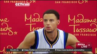 Golden State Warriors' Stephen Curry presented with NBA MVP trophy