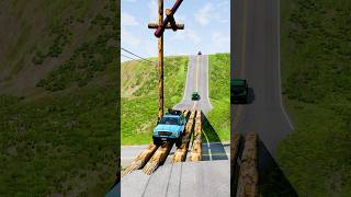 Downhill truck vs giant rotating hammer #beamngdrive