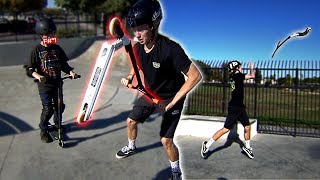 DESTROYING A KID'S SCOOTER & GIVING HIM A BRAND NEW ONE!