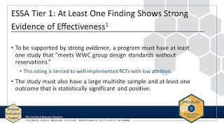 Module 3, Chapter 3: Requirements for Evidence of Effectiveness and Design Standards (REL Central)