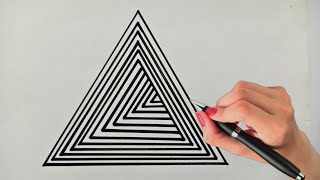 Very Easy ! How To Draw 3D Triangle ! Anamorphic Illusion ! 3D Trick Art on paper ! 3d Triangle