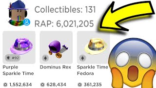 Trading Video 8 Midnight Blue Sparkle Time Fedora Dominus Rex More - roblox blue sparkle time fedora
