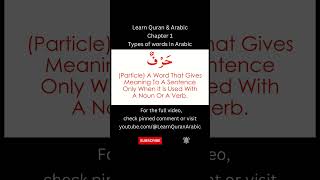Learn Quranic Arabic Grammar ( Chapter 1 ) Types of words in Arabic | الكلمة | Al Kalima |