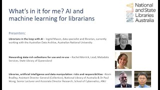 What’s in it for me? An introduction to AI and machine learning for librarians