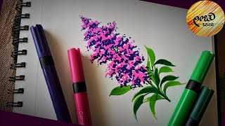 Lavender Flower / Brush Pen Art / Simple Floral / Easy Flower Drawing / Experiments With Brush Pen