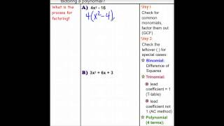 Deciding which Method to use when Factoring