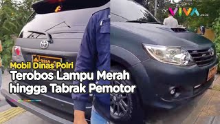 Kacau! Mobil Mabes Polri Terobos Lampu Merah, Masuk Jalur Busway dan Tabrak Pemotor