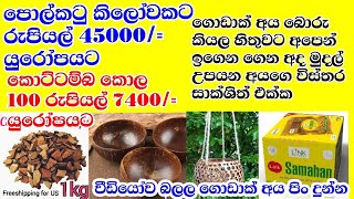 පොල්කටු කිලෝවකට රුපියල් 45000/=යුරෝපයට  ගොඩාක් අය බොරු කියපු දේ අපි ඇත්ත කියල පෙන්නුව