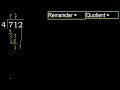 divide 712 by 4 remainder . division with 1 digit divisors . how to do