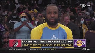 LeBron James Postgame Interview | Los Angeles Lakers blowout Portland Trail Blazers 139-106