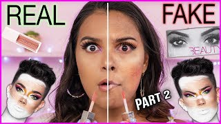 FULL FACE OF FAKE vs. REAL MAKEUP! (allergic reaction on camera!) Natalies Outlet