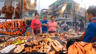 Popular Cambodian Street Food, Grilled Chicken, Duck, Fish, Beef, Fried Rice, Vegetable \u0026 More