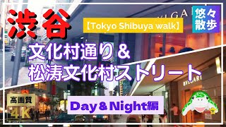 【Tokyo Shibuya】【４K　渋谷　忠犬ハチ公前から渋谷スクランブル交差点を通る「文化村通り」と「松涛文化村ストリート」　Day＆Night編】悠々散歩０９