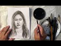 n1219 每日水墨人物素描 美女 daily water ink portrait sketch beautiful girl 수묵 인물 스케치 水墨画の人物スケッチ