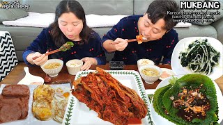 🍚기본 집밥이 최고! 김장김치, 깻잎김치,파래무침, 계란후라이\u0026스팸,콩나물국! 집밥 먹방ㅣKorean Home-cooked mealsㅣMUKBANGㅣEATING SHOW