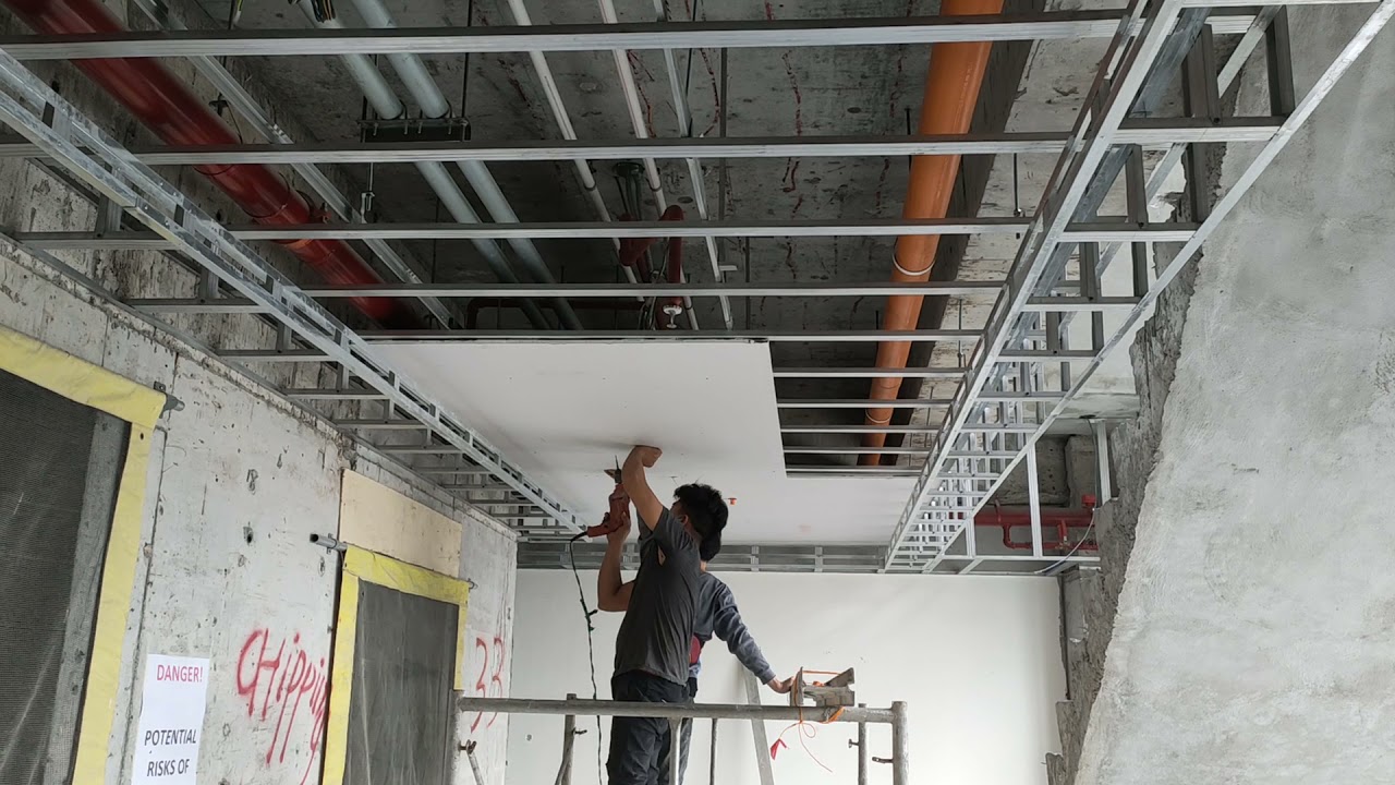 Installation Of Hardiflex Board At Ceiling - YouTube