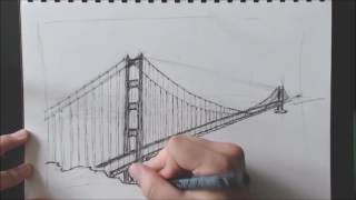 Drawing the 'Golden Gate Bridge' #Timelapse