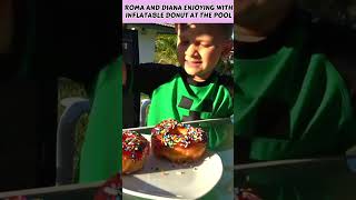 Roma and Diana Enjoying with Inflatable Donut at the Pool | Kids Highlights #shorts