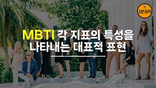 MBTI 각 지표의 특성을 나타내는 대표적 표현 : 외향(E), 내향(I), 감각(S), 직관(N), 사고(T), 감정(F), 판단(J), 인식(P)형