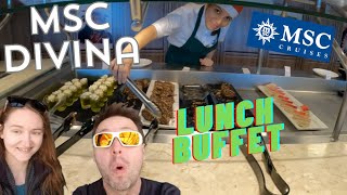 MSC Divina Lunch Buffet Full Tour Trial \u0026 Review Buffet All You Can Eat Inclusive