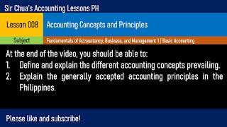 Lesson 008 - Accounting Concepts and Principles