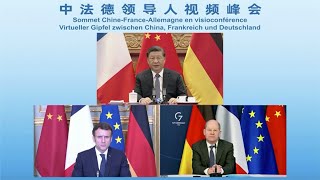 President Xi attends video summit with French, German leaders on Ukraine