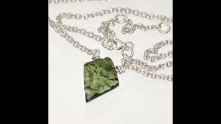 Beautiful Moldavite Silver Chain Necklace