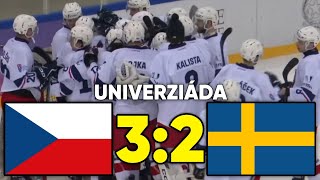 ČESKO vs ŠVÉDSKO | 3:2 | Univerziáda 2025 | SESTŘIH