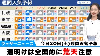 【週間天気予報】週明けは全国的に荒天注意