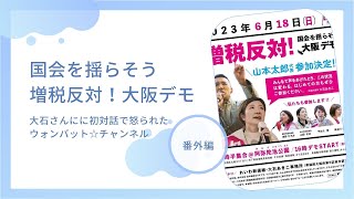 国会を揺らそう増税反対！大阪デモ(番外編)禁止なのはLIVE配信🈲大石さんに初対話で怒られたウォンバット☆チャンネル(笑)#山本太郎 #大石あきこ #れいわ新選組