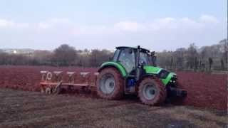 Deutz Agrotron 6160 Ploughing at Bow, Devon