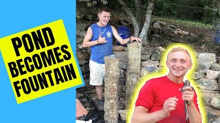 OLD POND gets turned into AMAZING BASALT WATER FOUNTAIN | Water Feature Transformation