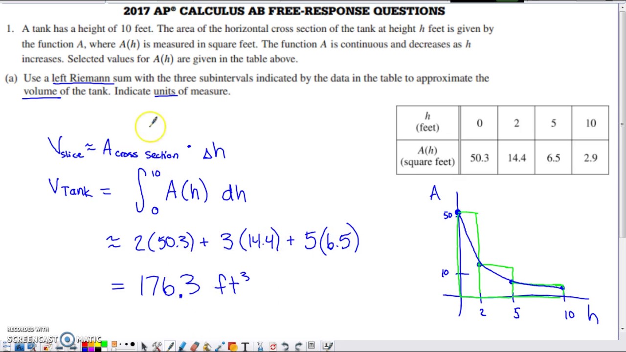 2017 AP Calculus AB & BC Free Response #1 - YouTube