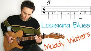 Muddy Waters - Louisiana Blues - Slide guitar lesson / tutorial / cover with tab