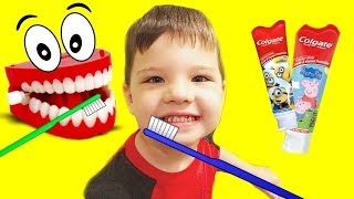 Brush Your Teeth Song | Caleb Pretend Play Learning How to Brush Teeth Nursery Rhymes & Kid Song