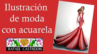 Ilustración de moda con acuarela